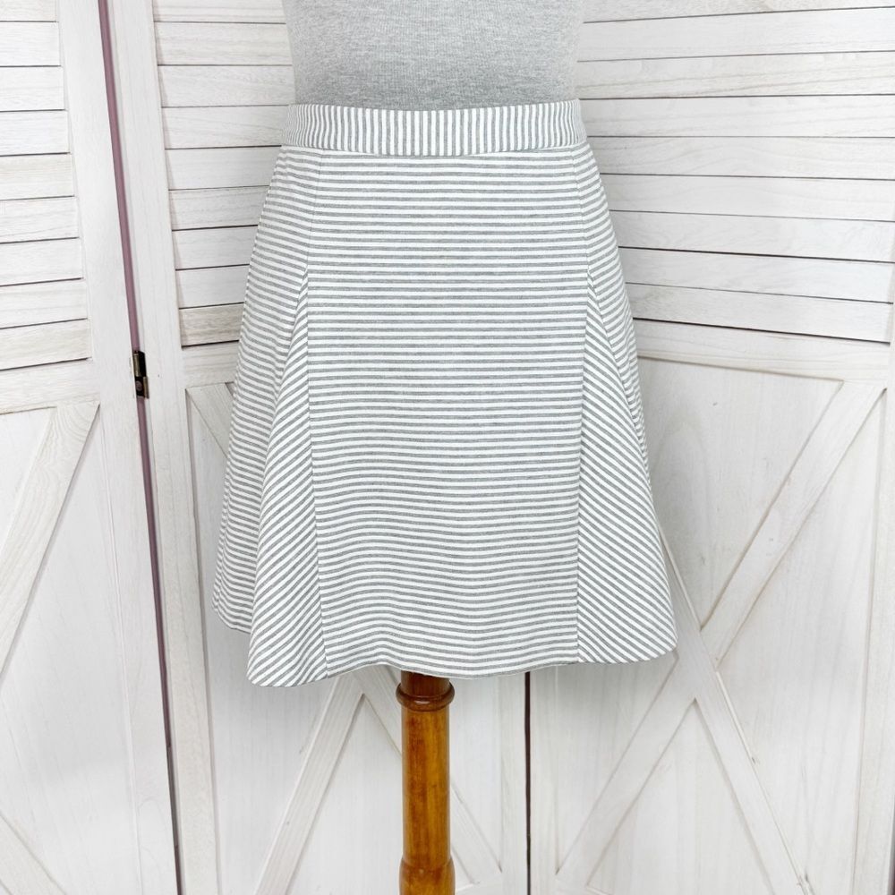Michael Michael Kors Striped Knit Panel A-line‎ Skirt White Grey 4